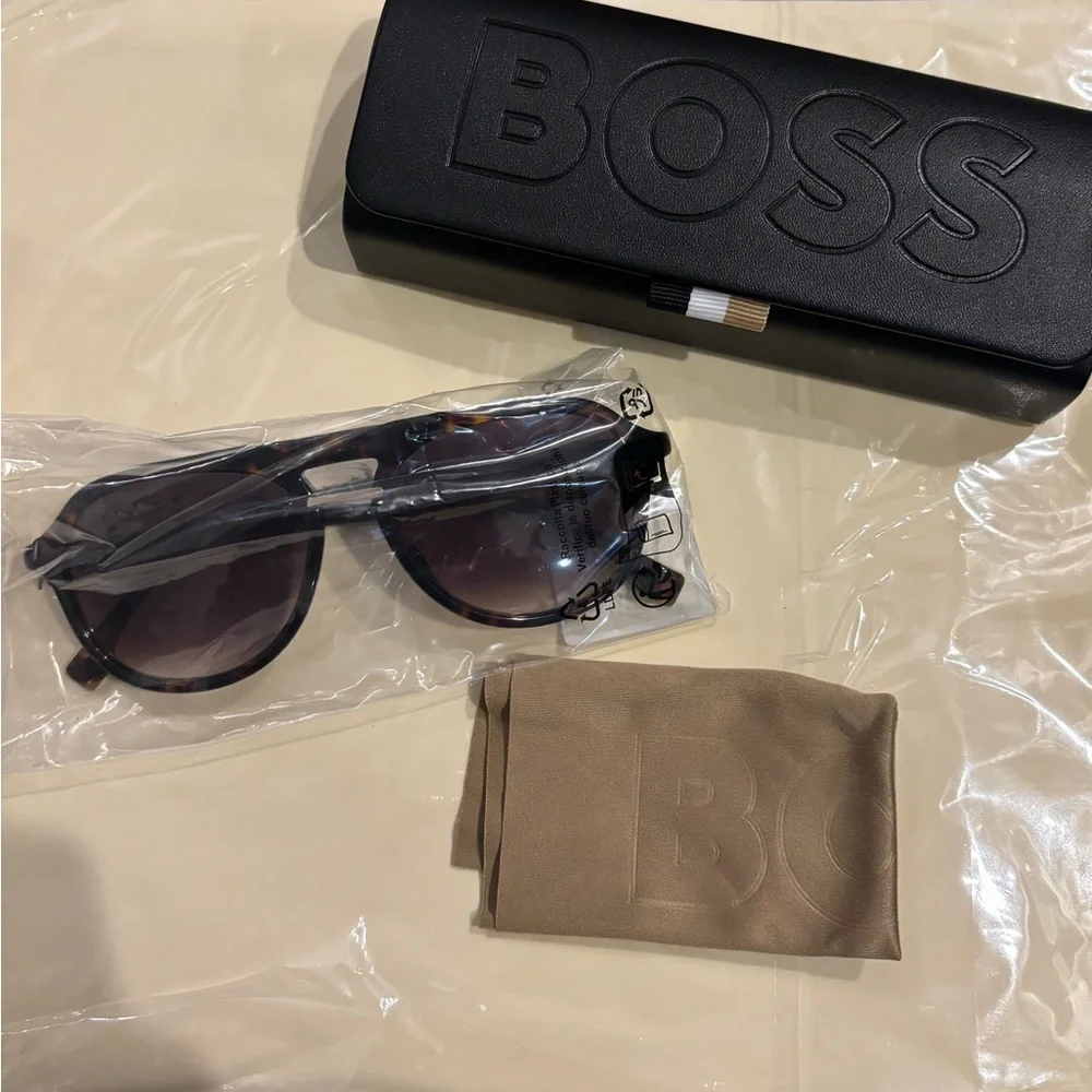 Boss Tortoise Shell Frame Sunglasses with Dark Gradient Lenses